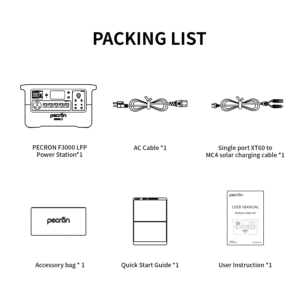 Pecron F3000LFP Estación de Energía Portátil 3072Wh (48V 64Ah) | Generador Solar Portátil | 3600W (Pico 4500W)